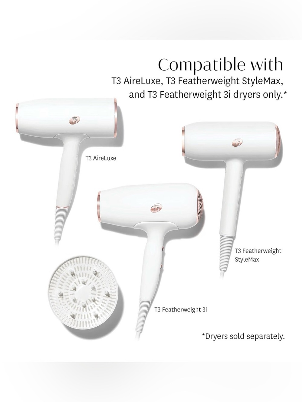 T3 SoftTouch 3 Diffuser NIB for dryers: AireLuxe, Featherweight Stylemax & 3i - Picture 9 of 12